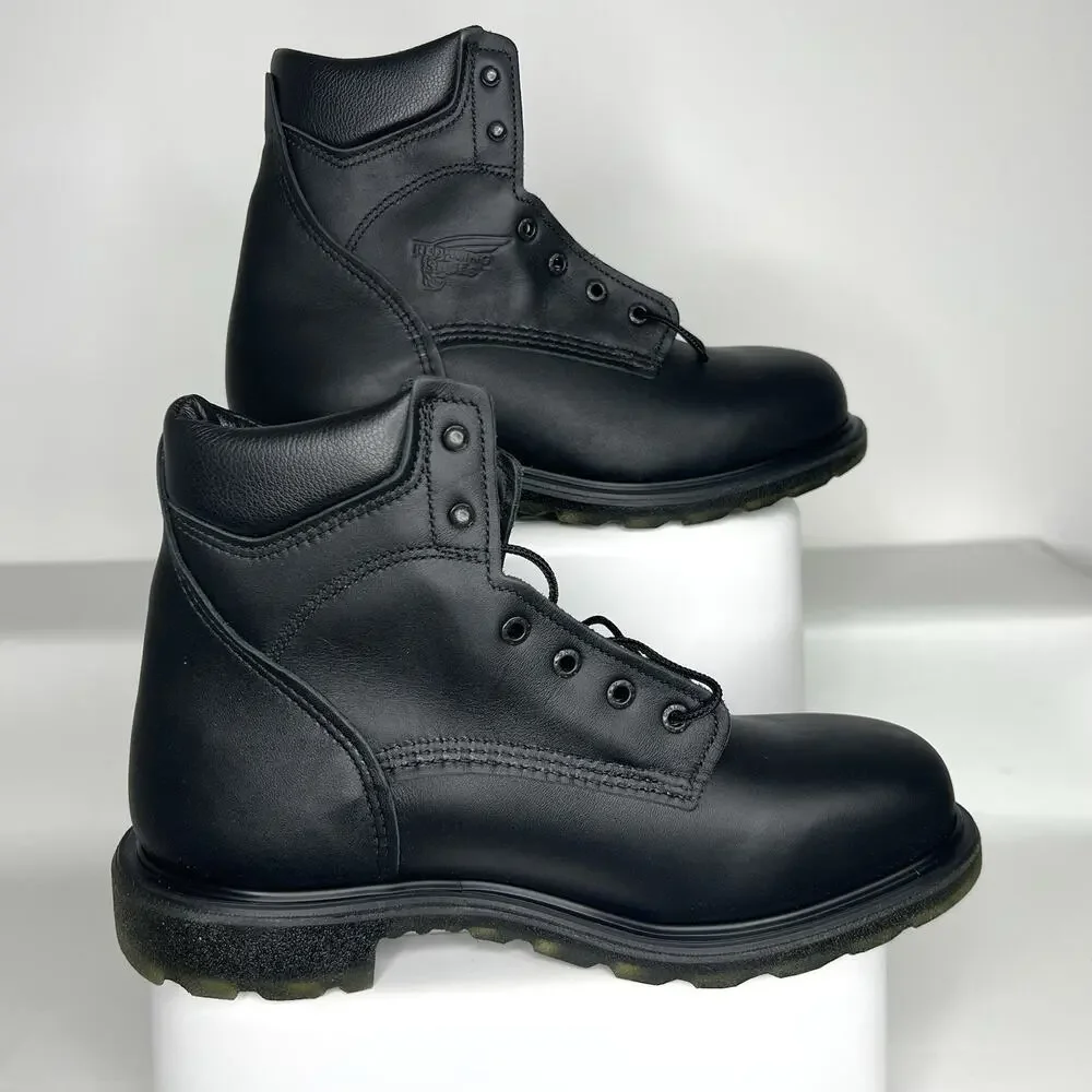 Red Wing 607 Work Boots 10.5 EE Black Leather EH Soft Toe USA MSRP $269 New